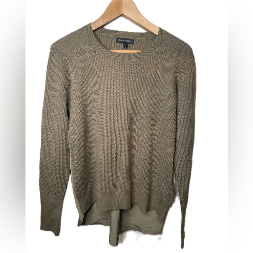 Banana Republic Waffle Knit Sweater Olive Army Green Medium Gorpcore Military